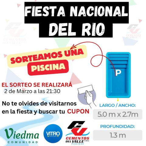 Sortearan una piscina de Cementos del Valle en la Fiesta del Rio