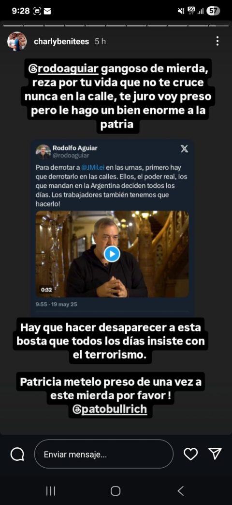 Amenazaron de muerte y desaparición a Aguiar en la previa al paro de ATE
