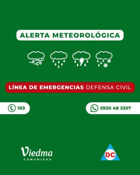 La Municipalidad de Viedma informa que persiste la alerta meteorológica