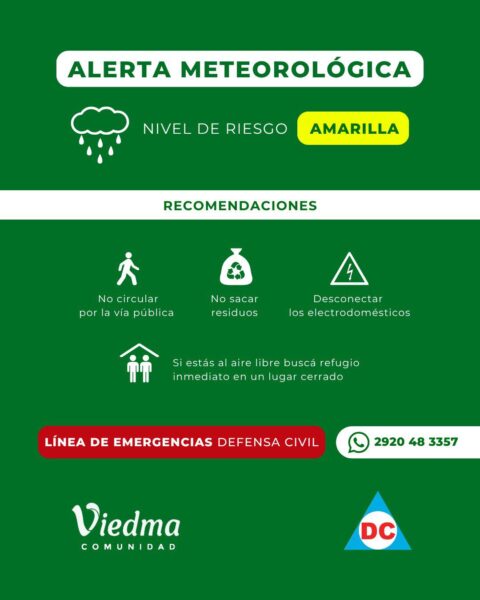 Alerta amarilla por lluvias, viento y tormentas